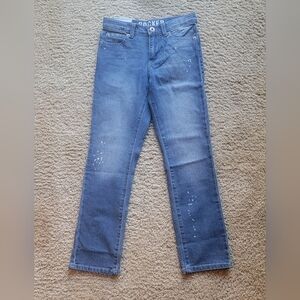 NWT Crazy 8 Boys Stretch Rocker Jeans, Size 7, Adjustable Waist, Paint Splatter